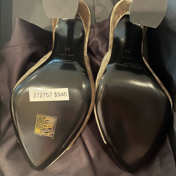 NIB YSL Saint Laurent dove grey velour heels size 36 - Picture 8 of 10